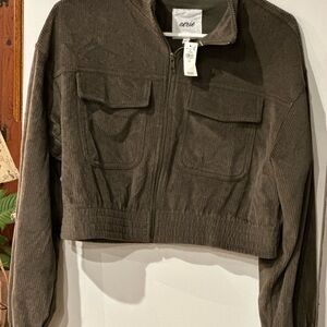 Aerie Green crop Utility Jacket